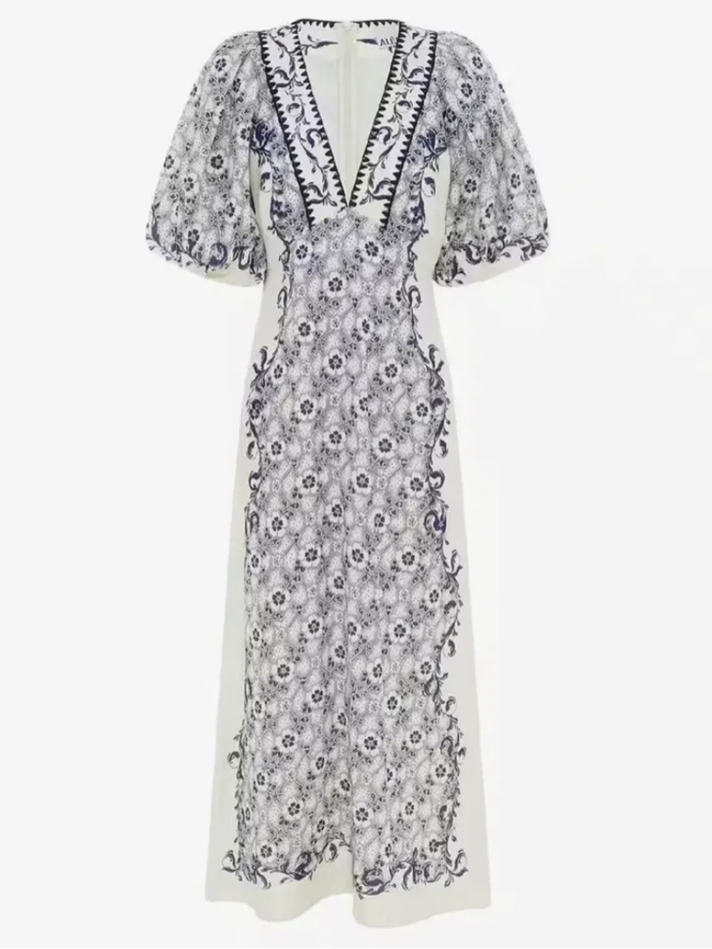 ALEMAIS LEMAIS AIRLIE MIDI DRESS WHITE/BLUE FLORAL
